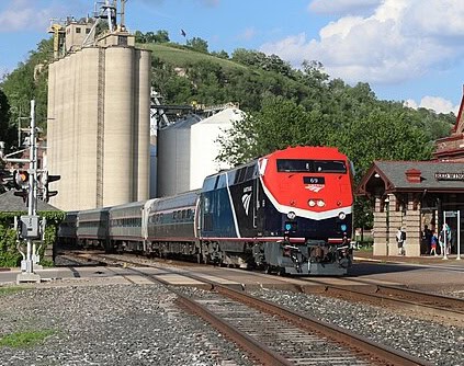 Westbound_Borealis_at_Red_Wing_station,_May_2024_(cropped) Westbound Borealis at Red Wing station May 2024 cropped - Winona Journal